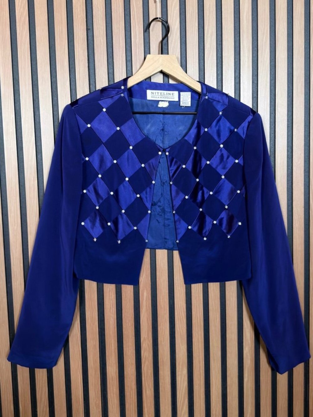 Niteline Della RouFogali Jacket S / M Womens Blue Rhinestone Embellished Bolero